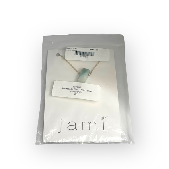 new Jami 𖣔 Raw Amazonite Shard Necklace 𖣔 24K Gold Plated 𖣔 Artisan Handmade - Picture 14 of 16